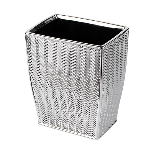 Silver Bathroom Trash Can, Stylish 1.32 Gallon/5 Liter Waste Basket for Living Decor, Bathroom, Office,Party,Room,Kitchen