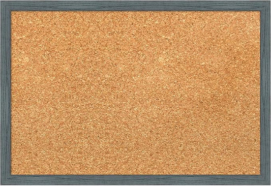 Amanti Art Natural Cork Board for Wall, 13x19 Vision Board with Blue Wood Frame, Small Corkboard Office Decor for Home Organization, Country Rustic Corkboard Pinboard to Display Items for Home
