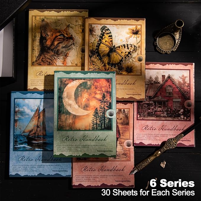 Retro Scrapbook Paper Set, 180 PCS Vintage Ephemera Pack for Junk Journaling, Scrapbooking, Crafting, DIY Projects, Diaries, and Art Supplies