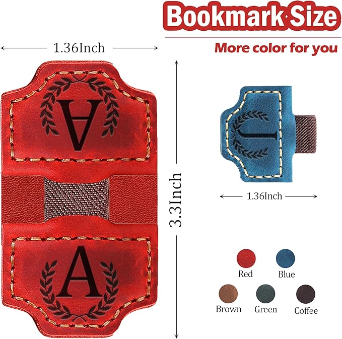 Personalized Bygone Mark Bookmark with Pen Holder, Leather Magnetic Bookmark 26 Letters Name Initial Bookmarks for Readers, Book Lover Gifts for Women Men Notebook Accessories (Brown, W)