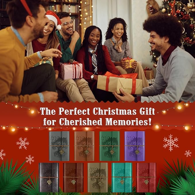 Leather Journals Notebooks with Blank Pages, Vintage Refillable Journal for Writing, Personal Travel Diary Art Sketchbook to Write in, Gifts for Women, Men, Teen Girls and Boys, 160 Pages A6 (Red)