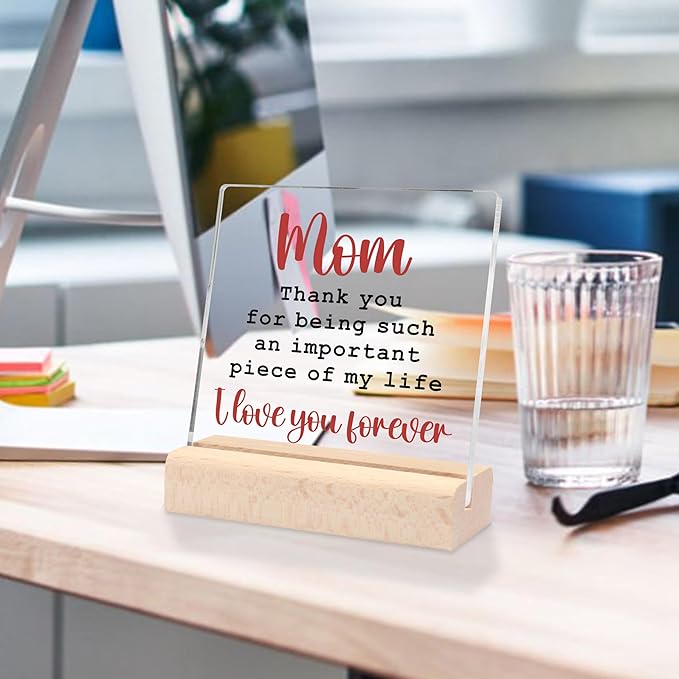 Mothers Day for Mom Birthday Gifts Best Mom Ever Gifts Cool Gifts for Mom Birthday Clear Desk Decorative Sign Mothers Day Anniversary Christmas Birthday Gifts for Mom from Daughter Son