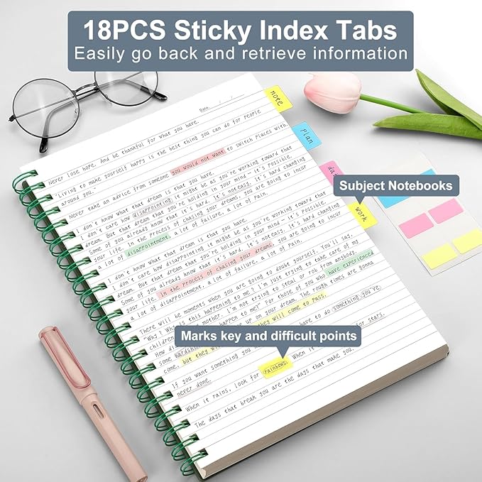 AHGXG Spiral Notebook College Ruled - Large Spiral Journal A4 Notebook 8.5" x 11", 300 Pages Writing Journal for Work, 100GSM Thick Paper, Plastic Hardcover, for Women Men Office School, Sage Green