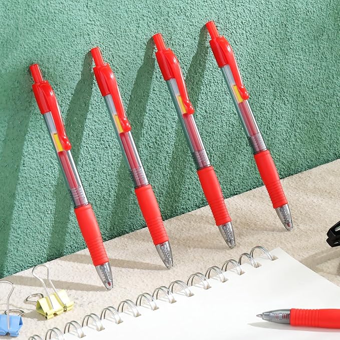 Jetec 500 Pcs Premium Gel Roller Pens Bulk, Fine Point 0.7 mm, Retractable Gel Ink Roller Ball Pens for Writing Journaling Taking Notes Office (Red)