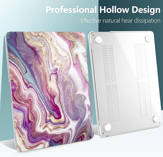 DONGKE Compatible with M4 MacBook Air 15 inch Case 2025-2023 A3241 A3114 A2941 M3 M2 Retina Display Touch ID, Plastic Hard Case & Keyboard Skin for MacBook Air 15" - Marbling Art