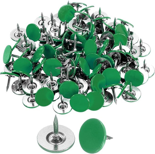 uxcell 150Pcs Upholstery Tacks, 11mmx10mm Flat Head Thumb Tack Decorative Furniture Nails Push Pins for Furniture Sofa Headboards, Green