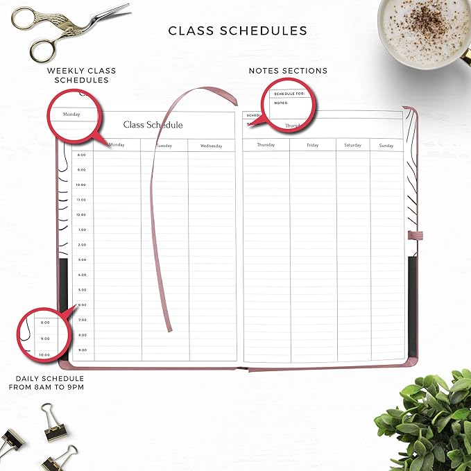 Smart Academic Planner - A5 Size 8.6 x 5.7 inches - Undated Daily Planner for School - Daily, Weekly, and Monthly Scheduling - Student Planner for Maximizing Focus and Productivity (Pink)