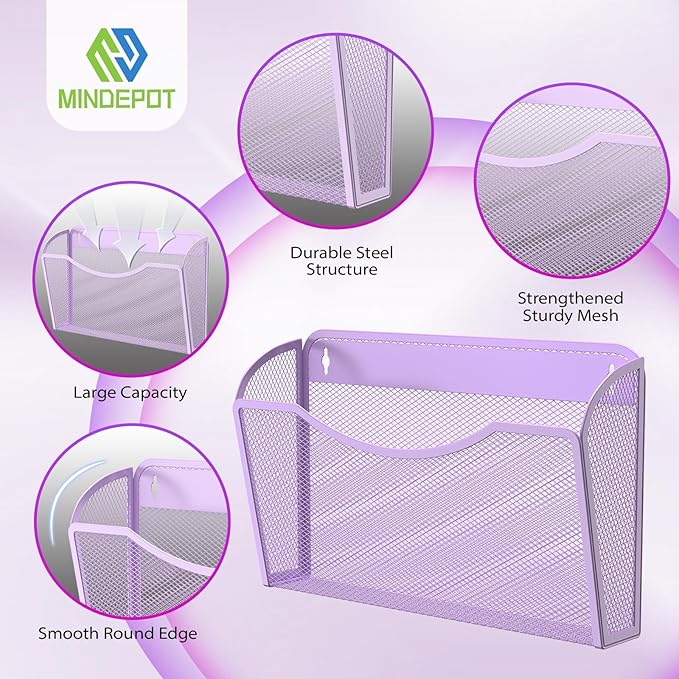 Wall File Organizer,Hanging Wall Mounted File Folder Binder Holder Mail Organizer for Office,Home and School Supplies