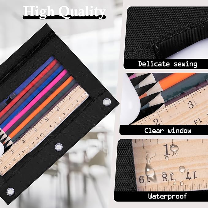 YoeeJob 36 Pack Zipper Pencil Pouch for 3 Ring Binder with Clear Window for School and Office Supplies (Colourful)