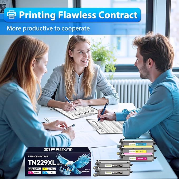 TN229XL TN229 Toner 5 Pack Compatible Replacement for Brother TN229 TN229XL Toner Cartridges for Brother MFC-L3780CDW HL-L3280CDW MFC-L3720CDW HL-L3220CDW HL-L3300CDW HL-L3295CDW Printer