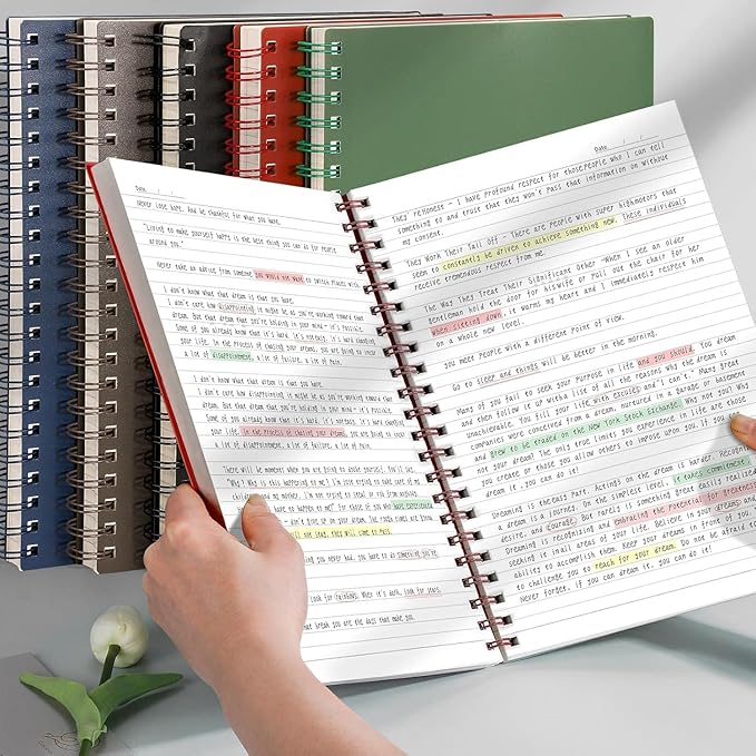 AHGXG Spiral Notebook College Ruled - Large Spiral Journal A4 Notebook 8.5" x 11", 300 Pages Writing Journal for Work, 100GSM Thick Paper, Plastic Hardcover, for Women Men Office School, Sage Green