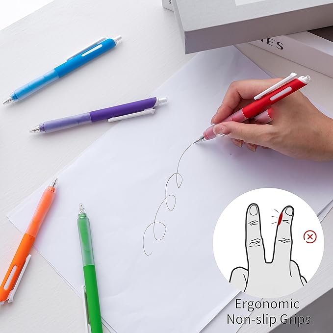 Linbsunne Ballpoint Pens Medium Point 1mm Black Pen with Super Soft Grip Ball Point Pen for Men Women Retractable Pens (Style2, 24-pack)