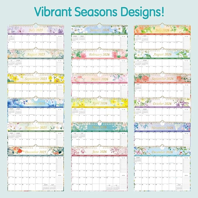 deli Calendar 2025-2026, 18 Months Calendar from July 2025 to December 2026, 11" x 8.5" Wall Calendar with Stickers, Calendar Planner for Home, Office, Classroom