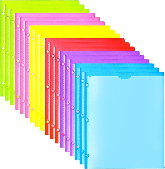 WOT I Heavy Duty Plastic Folders with Clear Front Pockets - 18 Pack, Extra Thick Folders with Pockets and Holes for Binders, Pocket Folders with Card Slot for Letter Size Paper Assorted Colors