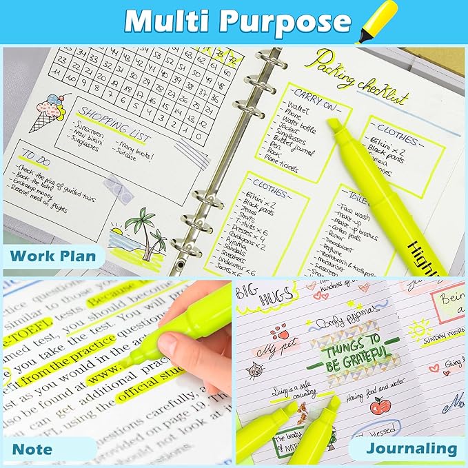 Duchong 30 Yellow Highlighters, Chisel Tip Dry-Quickly Highlighter Markers, Highlighter Bright Colors for Adult Kids, Office Classroom Must Have, School Supplies for Teachers