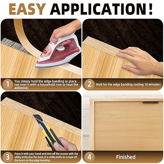 GSCIT Club Maple Edge Banding, 7/8 inch x 250ft roll of Veneer Plywood Edge Banding Preglued Flexible, Wood Tape Banding for Cabinet Repair