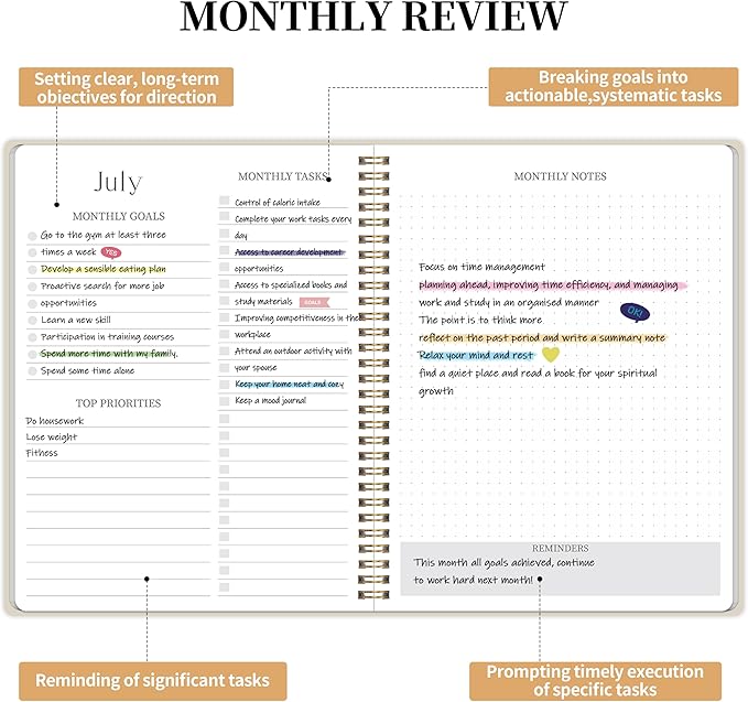 Monthly Planner 2025-2027 - 2 Year Monthly Planner Calendar 2025-2027, July 2025 - June 2027, 7.3" * 9.5", 24 Months Calendar Planner with Waterproof Cover＆Spiral Bound, for Office, School Home Planning - White