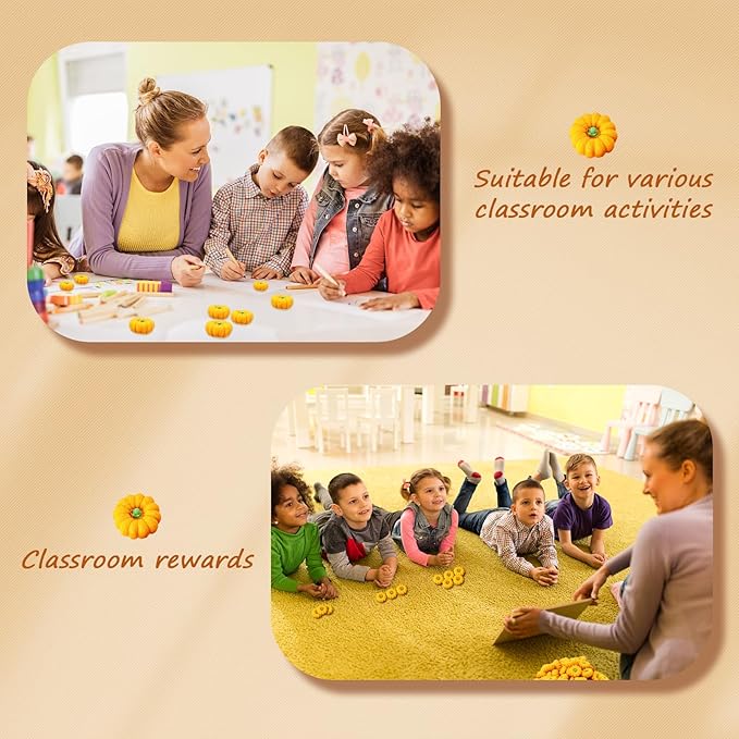 Pumpkin Erasers Bulk 100pcs Party Favors Mini Pumpkin Erasers for Children Students Back to School Gifts Classroom Counting Math Manipulative Counters Teacher Rewarding Gift