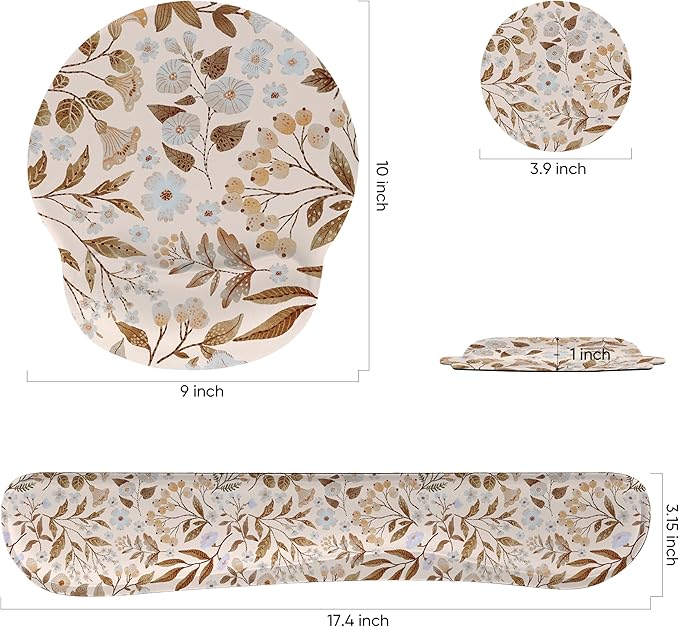 RICHEN Mouse Pad and Keyboard Wrist Rest, 3-in-1 Computer Mousepad and Coaster Set, Non-Slip Keyboard Wrist Rest and Mouse Pad Set Ergonomic Design (YKMWR-59)