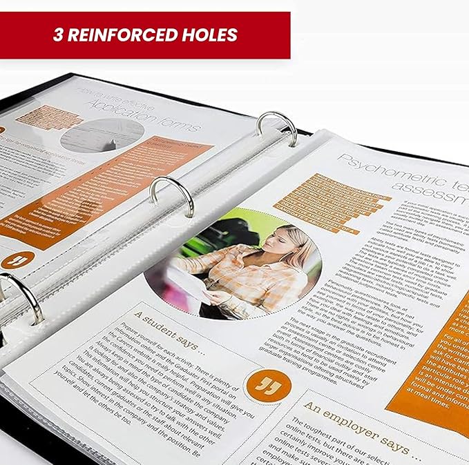 OfficeWerks Clear Sheet Protectors 8.5x11 for 3 Ring Binder, 35 Micron Plastic Sleeves, Top Loading, Reinforced Holes, Archival Safe, Durable Page Protectors for Documents and Binders (500)