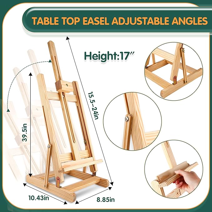 ESRICH Acrylic Paint Set, 64PCS Painting Supplies with Wooden Easel, Brushes, 36 Colors Acrylic Paint, Canvases, Palette, Paints Knives Etc, Painting Kit for Adults, Students, Hobbyists, Beginners