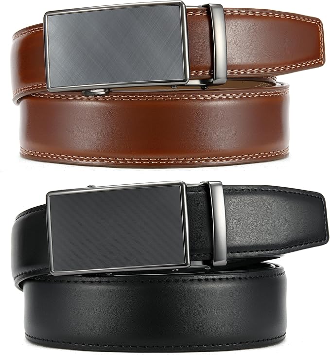 CHAOREN Leather Ratchet Belt Men 2 Pack - Customizable Fit, Effortless Style (35mm)