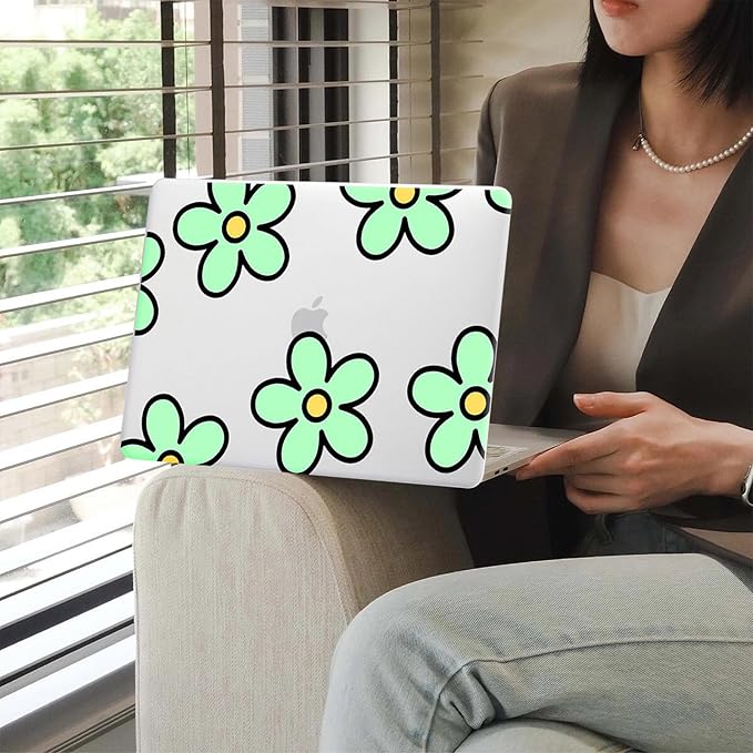 KEROM Compatible for MacBook Air 13 inch Case 2025 M4, 2024-2022 M3 M2 A3240 A3113 A2681, Cute Sleek Aesthetic Plastic Hard Shell & Keyboard Cover for MacBook Air 13.6 inch Case, Minimalist Flower
