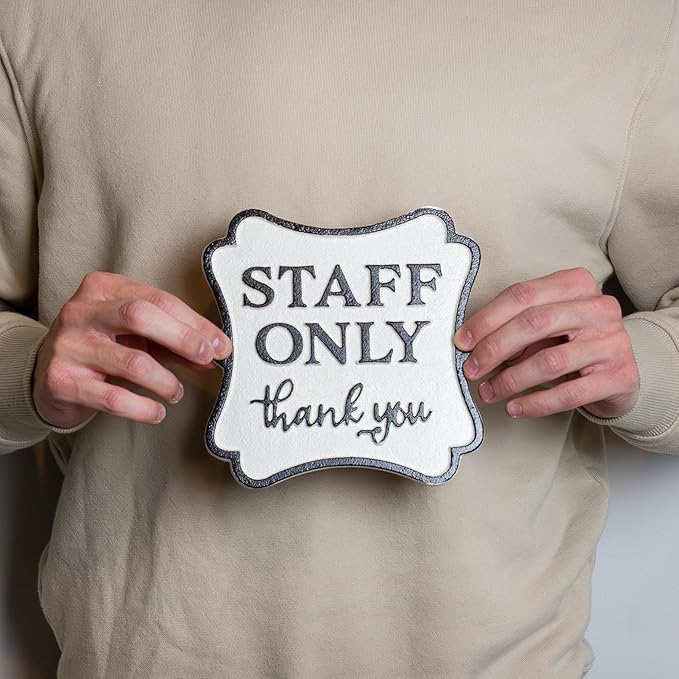 AuldHome Design Cast Iron Staff Only Sign, Business Door Sign for Employees Only Area