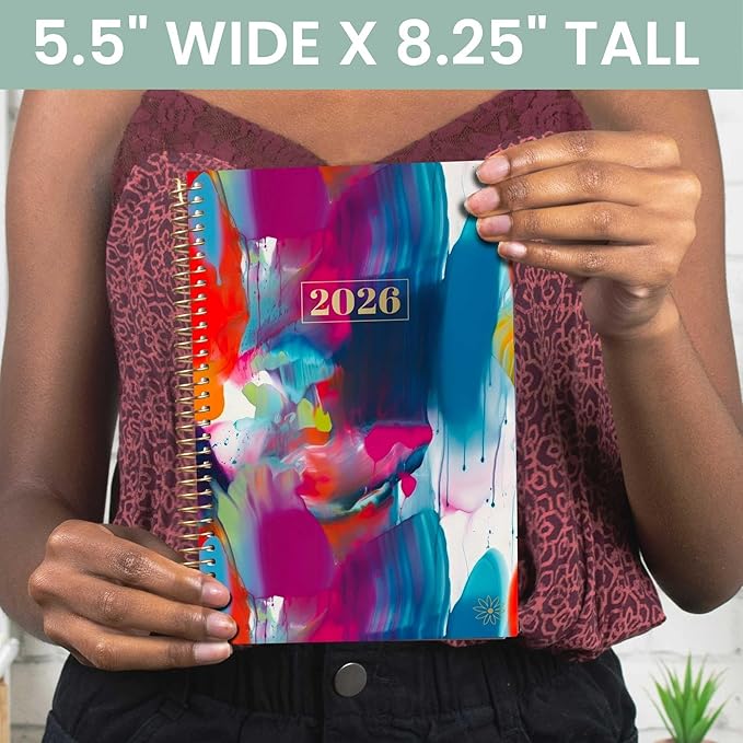 bloom daily planners 2026 Planner (January - December) Calendar Year Organizer - 5.5” x 8.25” - Weekly & Monthly Agenda Book with Stickers & Bookmark - Brilliant Brushstrokes