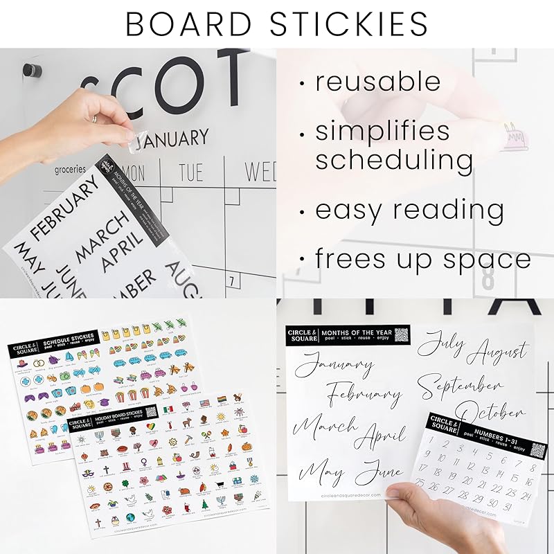 Personalized Clear Acrylic Calendar for Wall, Calendar Whiteboard for Wall, Dry Erase Wall Calendar, Wall Calendar Organizer System for Home (Cursive, Blush, 38"W x 26"H)