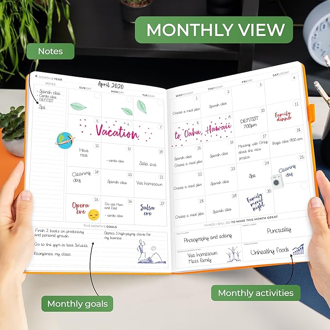 Clever Fox Hourly Planner PRO Premium – Undated Schedule Planner with Daily Time Slots – Personal Organizer Notebook for Time Management – Weekly & Monthly Life Journal, A4 size (Amber Yellow)