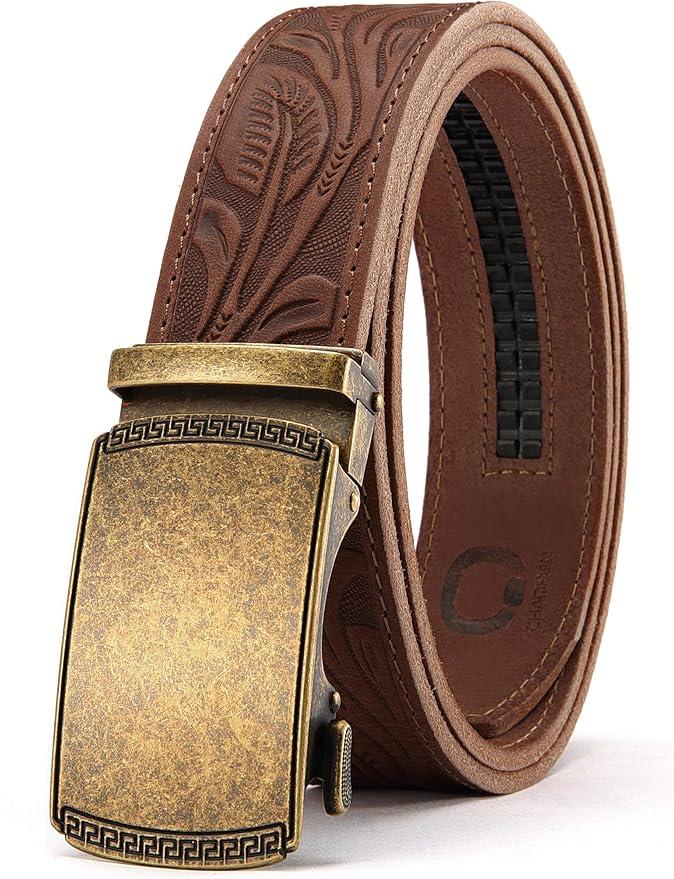 CHAOREN Mens Belt Leather Ratchet Belt - Customizable Fit, Effortless Style (35mm)