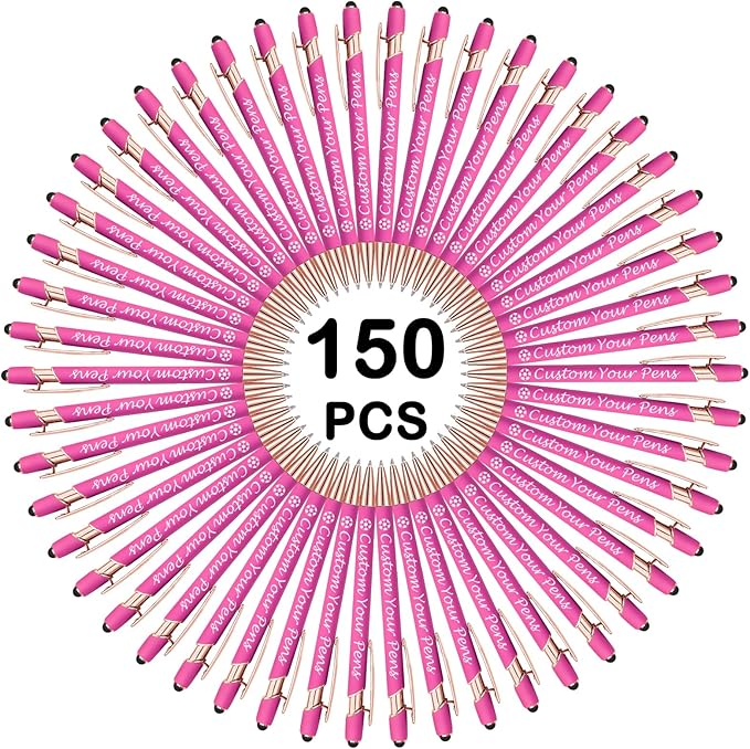 Amlion Personalized Custom Pens with Name Engraved Logo Text,150 Customized Writing Stylus Pen Promotional Item Gift for Men Women Office Business Wedding-Pink