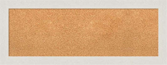 Amanti Art Natural Cork Board for Wall, 15x39 Vision Board with White Frame, Medium Corkboard Office Decor for Home Organization, Country Rustic Corkboard Pinboard to Display Items for Home