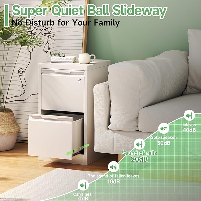 2-Drawer File Cabinet with Lock,Metal Vertical Filing Cabinets for Home Office,Under Desk File Cabinets for Letter/Legal/A4 Size Files,Easy Assemble