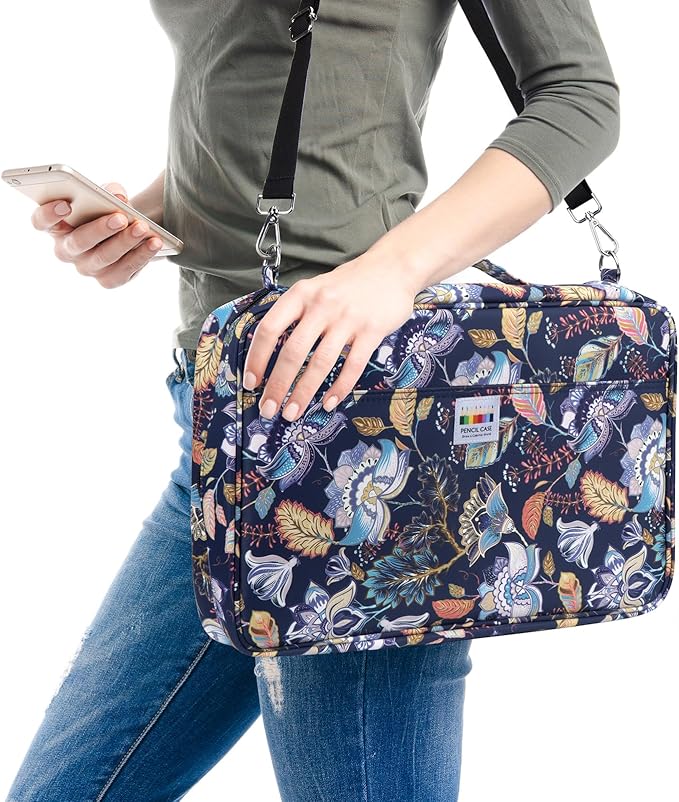 YOUSHARES Big Capacity Colored Pencil Case - 480 Slots large Pen Case Organizer with Multilayer Holder for Prismacolor Colored Pencils & Gel Pen (Retro Flower)