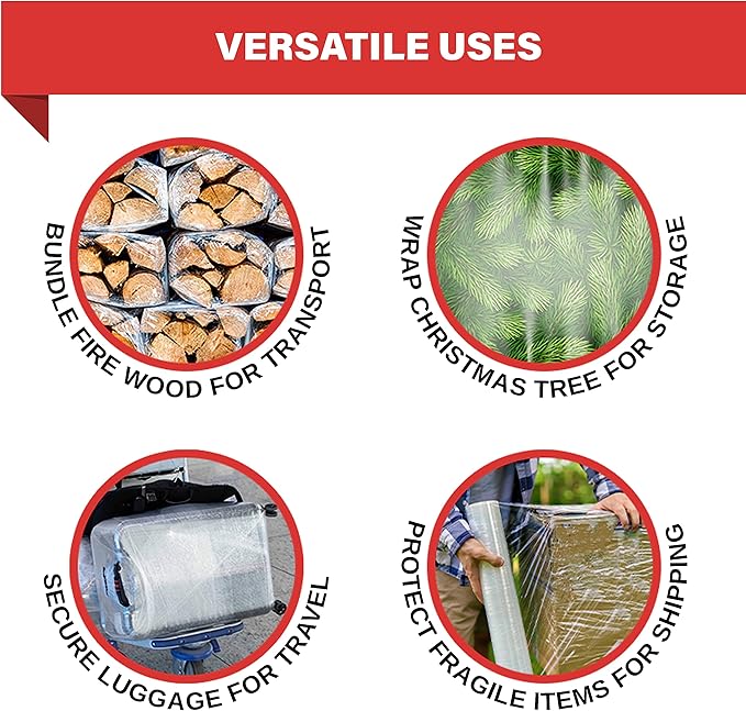 Stretch Wrap 4 Pack 17.5" x 1100 SqFt – Heavy Duty 80 Gauge (20 Micron) Shrink Wrap Rolls for Moving, Furniture, and Packing, Industrial Plastic Stretch Film, Pallet Wrap & Shrink Film Roll