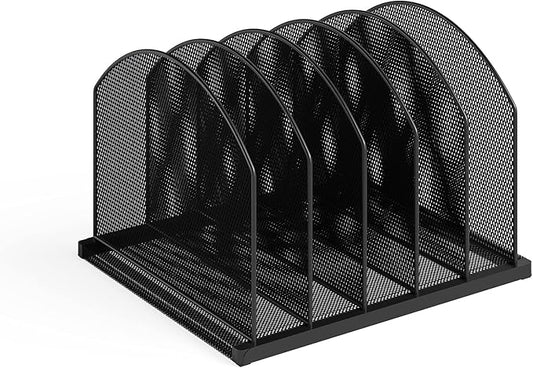 Safco Onyx Desk Organizer 5 Upright Sections, Vertical File Holder Mail Sorter Black Home, Office or Classroom Desktop Organization (3215BLKD)
