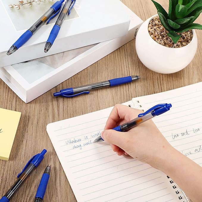 Jetec 500 Pcs Premium Gel Roller Pens Bulk, Fine Point 0.7 mm, Retractable Gel Ink Roller Ball Pens for Writing Journaling Taking Notes Office (Blue)