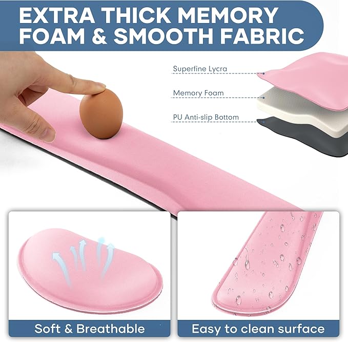 Office Ergonomic Memory Foam Computer Mouse and Keyboard Wrist Rest pad Support Carpal Tunnel, Wrist Rest for Keyboard and Mouse, Wrist Support Set