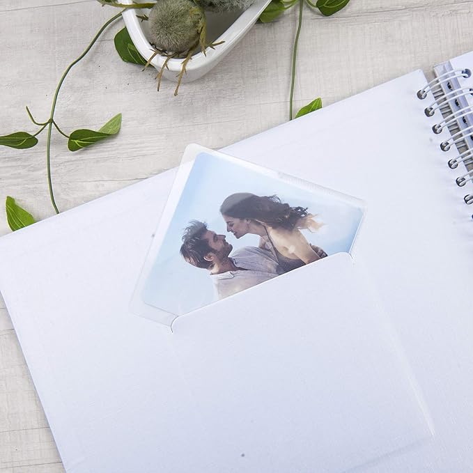 12 x 12 Inch Large DIY Scrapbook Photo Album with Window Design Cover 80 Pages Craft Paper Memory Book for Weeding Anniversary Travel and Baby (White)