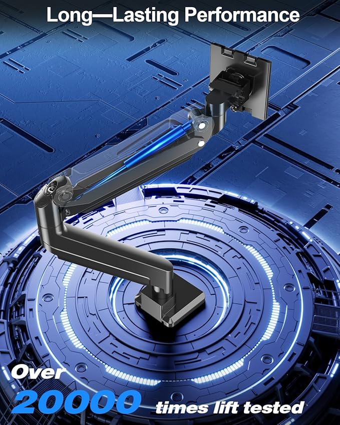 MOUNT PRO Heavy Duty Monitor Arm for Max 49 Inch Ultrawide Screens up to 44 lbs, Aluminum Premium Single Monitor Mount for Samsung Odyssey G9 and More, Adjustable Display Desk Stand, VESA 100x100mm