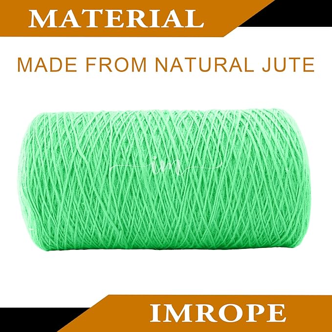 1mm x 2500 Feet Light Green Jute Rope, Twine for Gardening Tomato Climbing Plant Tie Floristry Crafts Gift Wrapping Packing Decor