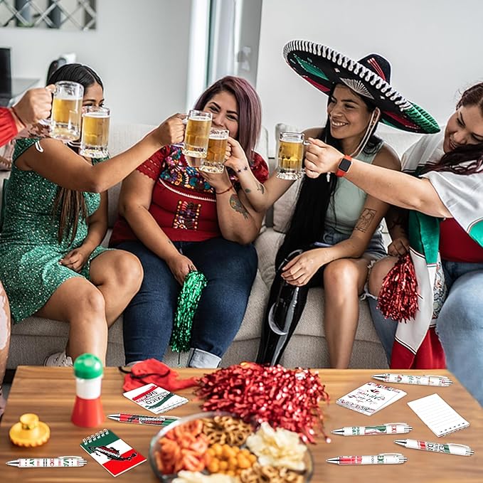 24PCS Mexican Independence Day Mini Spiral Notepad and Pen Set,Viva Mexico Independence Journals Fiesta Ballpoint Pen Pocket Notepad Bulk Gifts Supplies for Dia De La Independencia Party