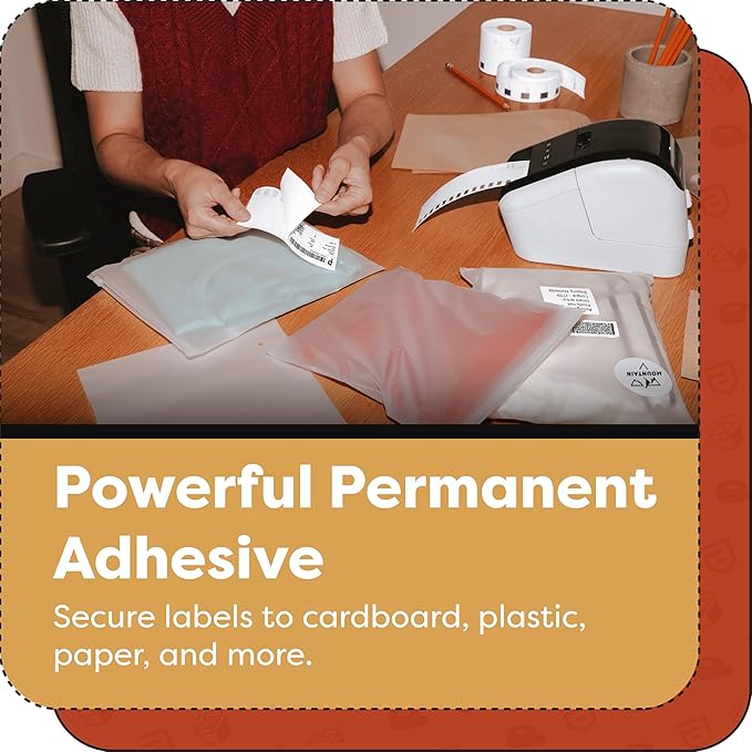 Aegis Adhesives - Compatible Label Replacement for Brother DK-2205 (2.4" X 100 Ft.) Continuous Paper Tape, Use with QL Label Printers - 8 Rolls + 1 Frame