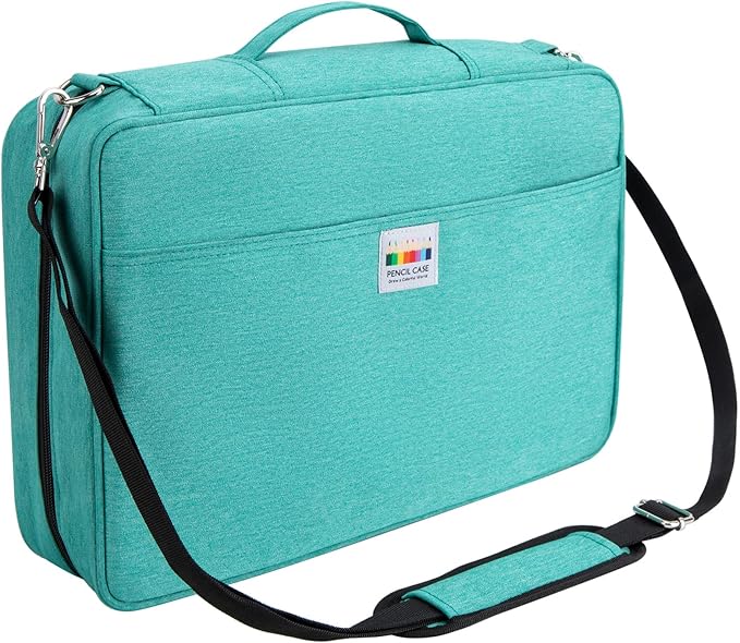 YOUSHARES Big Capacity Colored Pencil Case - 480 Slots large Pen Case Organizer with Multilayer Holder for Prismacolor Colored Pencils & Gel Pen (Green)