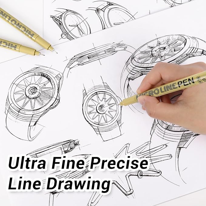 KERIFI 01 Fineliner Ink Pens, 0.25mm Black Micro Fine Point Drawing Pens Waterproof Archival Ink Multiliner Pens for Artist Illustration, Sketching, Technical Drawing, Zentangle, Scrapbooking (6 Pack)