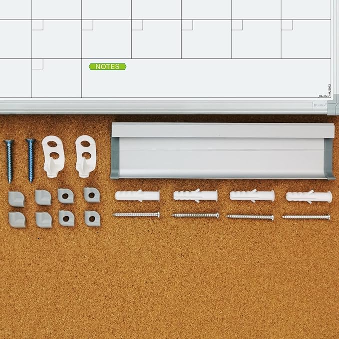 JILoffice Monthly Dry Erase Calendar Whiteboard 15 x 12 Inch, Double Sided Hanging Dry Erase Board/Calendar Board, Silver Aluminum Frame Portable Board for Office Home and School