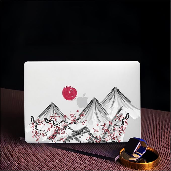 Compatible with MacBook Air 13.6 inch Case 2022-2025 M4 A3240 M3 A3113 M2 A2681,Sunset&Moutain for Mac Air13 M4 Pattern Plastic Hard Shell&Keyboard Cover for Air 13.6 Print,Abstract Mountain