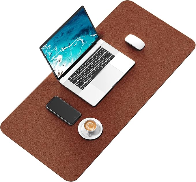 Hsurbtra Desk Pad, 30" x 14" PU Leather Desk Mat, XL Extended Mouse Pad, Waterproof Desktop Blotter Protector, Non-Slip Ultra Thin Large Laptop Keyboard Writing Mat for Office Home, Brown